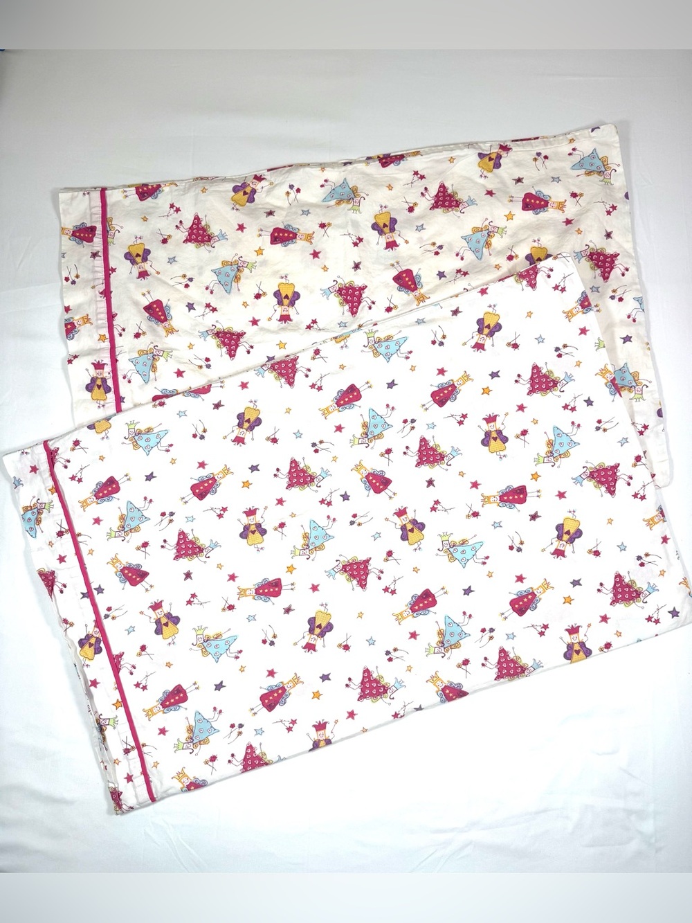 VINTAGE LAURA ASHLEY Lot 2 Standard Princess Fairy Tale Cotton Pillowcases 1999